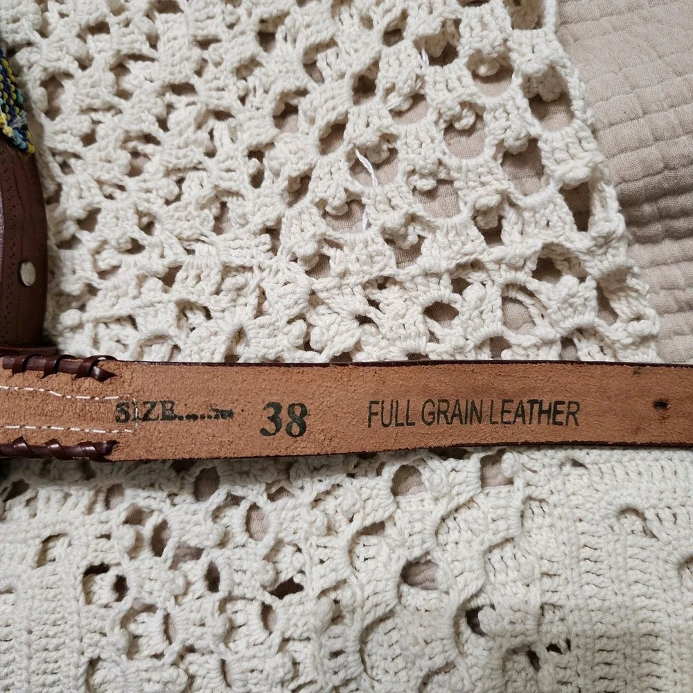 Handmade Beaded Genuine Belt Made In India Size 38 Boho‎ Hippie Western